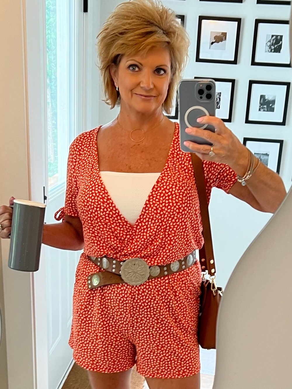 Lascana Orange Printed Wrap Romper